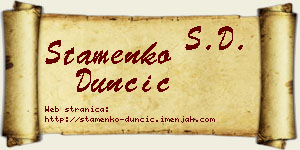 Stamenko Dunčić vizit kartica
